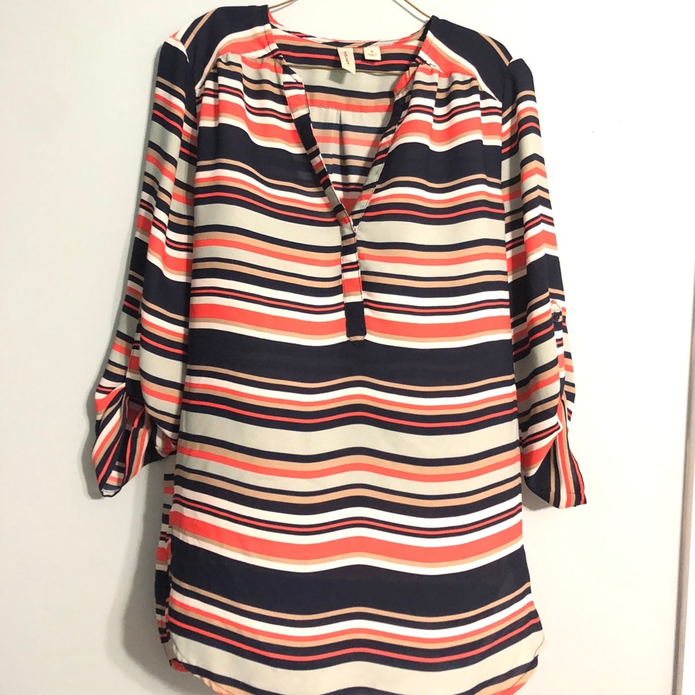 Stripped 3/4 sleeve blouse